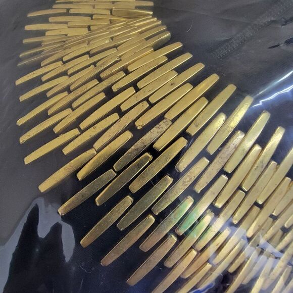 Calvin Klein Embellished Neck Long Sleeve Dress Black Gold Size 6 - Picture 8 of 12